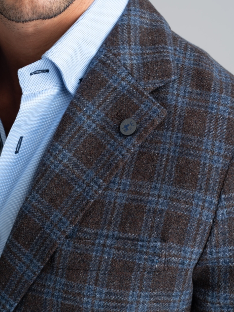 Chaqueta de hombre hecha a mano con estampado de madrás 2