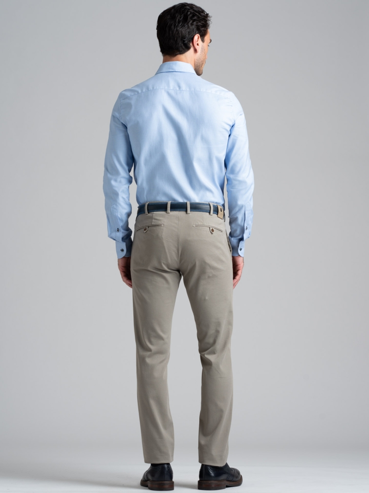 Camisa abotonada de hombre microtejido azul