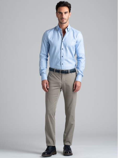 Camicia uomo button down micro armatura azzurra