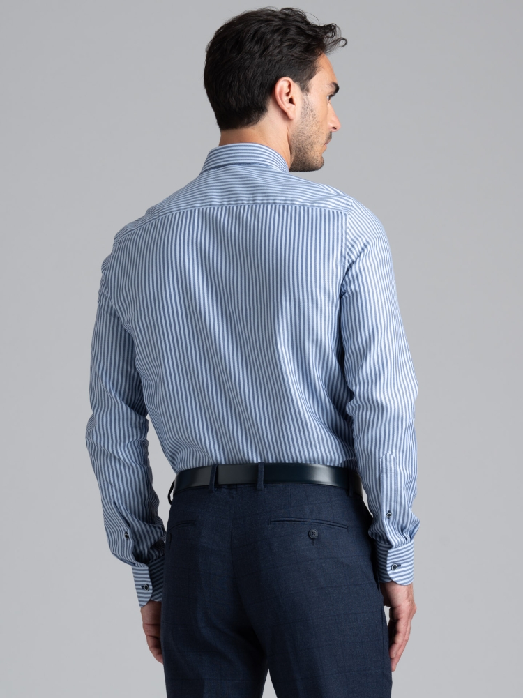 Camisa de rayas para hombre en tejido de sarga real