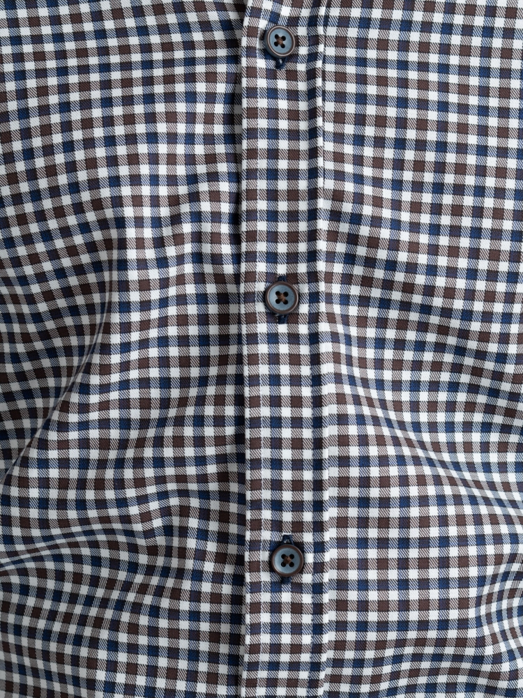 Camisa de hombre a cuadros azules y marrones