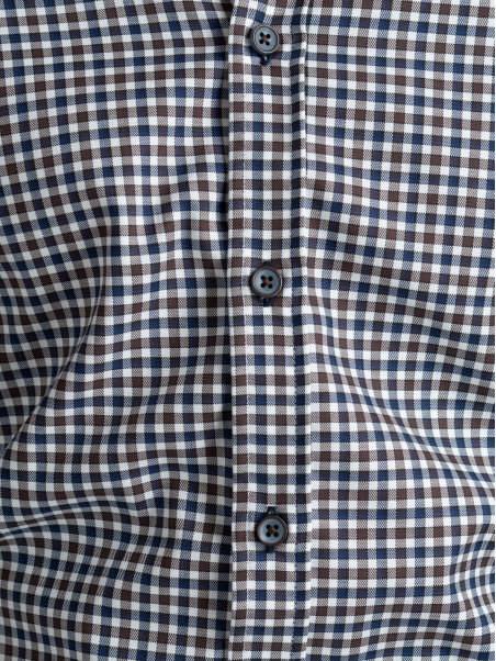 Camisa de hombre a cuadros azules y marrones