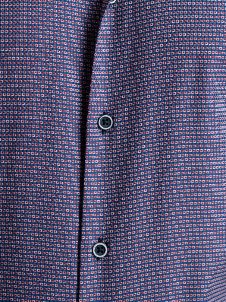 Camicia uomo in tessuto armaturato blu e bordeaux