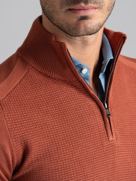 Maglia uomo mezza zip in viscosa con intarsio 2