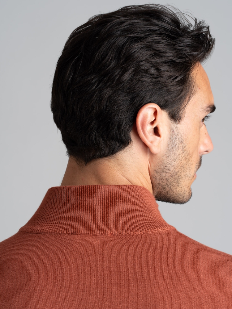 Maglia uomo mezza zip in viscosa con intarsio