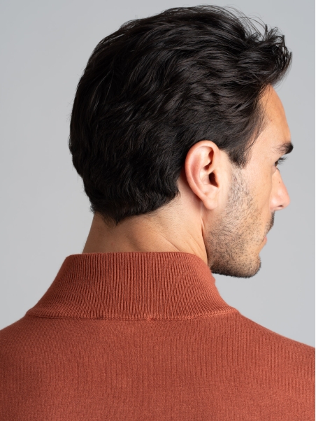 Jersey de hombre con media cremallera de viscosa con intarsia