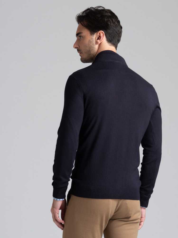 Maglia uomo mezza zip in viscosa con intarsio