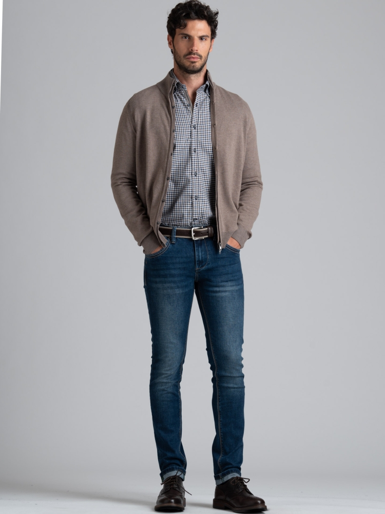 Maillot de hombre con cremallera completa y efecto de doble cuello