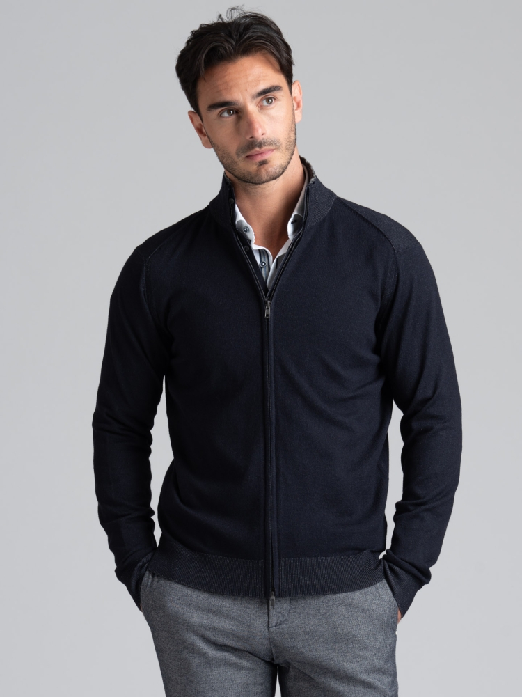 Maillot de hombre con cremallera completa y efecto de doble cuello