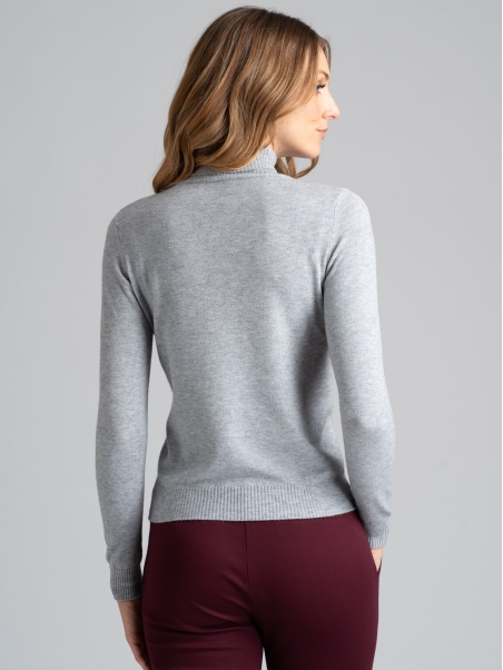 Jersey básico de cuello alto para mujer en mezcla de viscosa