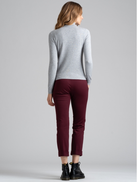 Jersey básico de cuello alto para mujer en mezcla de viscosa