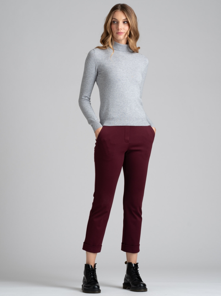 Jersey básico de cuello alto para mujer en mezcla de viscosa