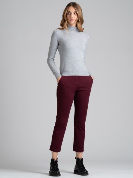 Jersey básico de cuello alto para mujer en mezcla de viscosa