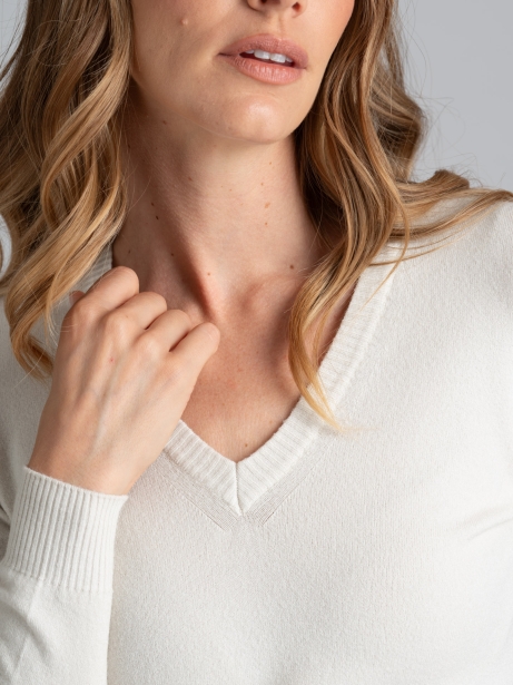 Jersey de mujer con cuello de pico en mezcla de viscosa 2