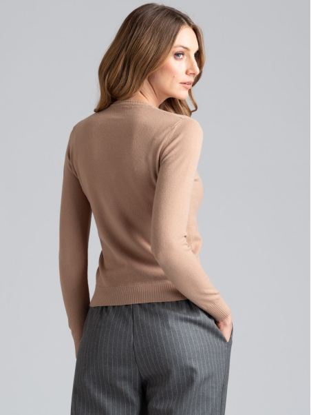 Jersey de mujer con cuello de pico en mezcla de viscosa