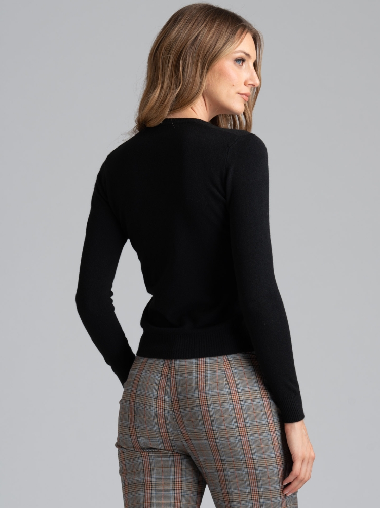 Jersey de mujer con cuello de pico en mezcla de viscosa