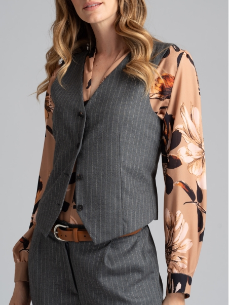 Gilet donna gessato grigio melange