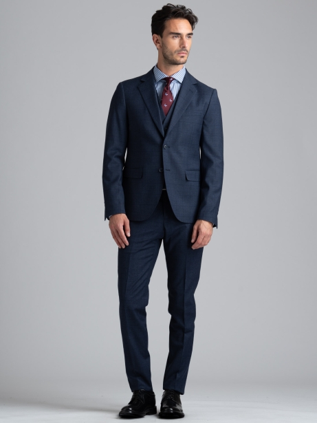 Traje de hombre de tres piezas de madrás efecto melange