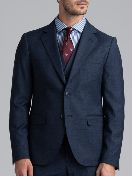 Traje de hombre de tres piezas de madrás efecto melange 2