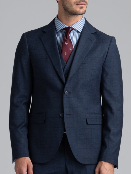 Traje de hombre de tres piezas de madrás efecto melange