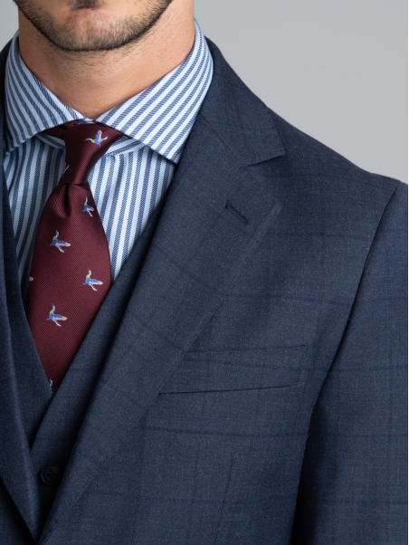 Traje de hombre de tres piezas de madrás efecto melange