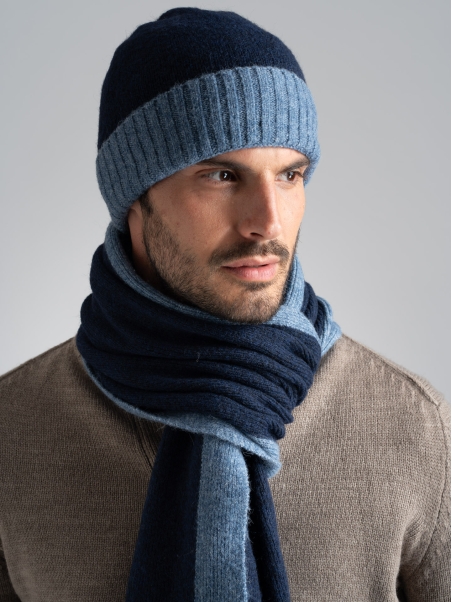 Gorro de hombre de lana afeitada con borde en contraste