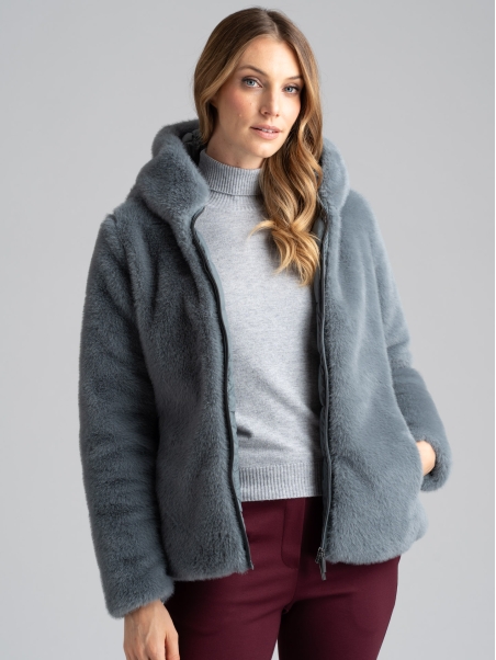 Chaqueta de piel sintética para mujer