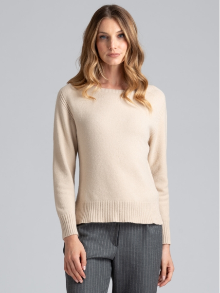 Jersey abierto de mujer con cuello redondo color sólido