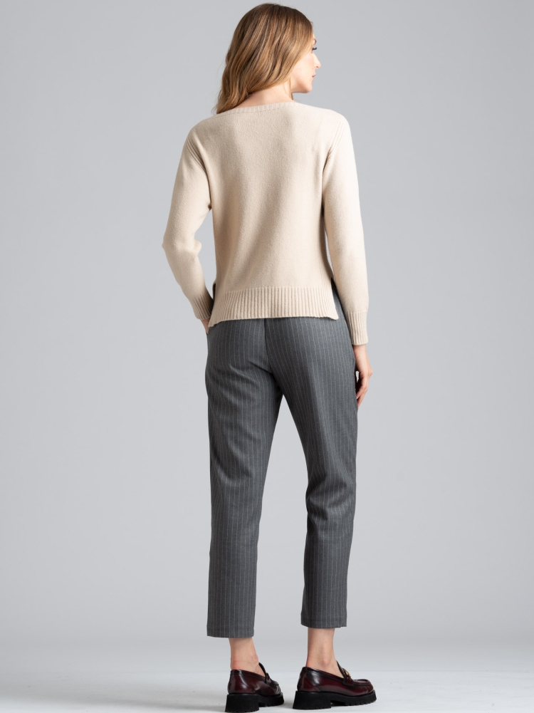 Jersey abierto de mujer con cuello redondo color sólido