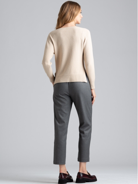 Jersey abierto de mujer con cuello redondo color sólido
