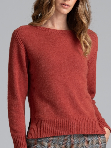 Jersey abierto de mujer con cuello redondo color sólido