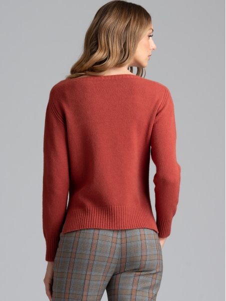 Jersey abierto de mujer con cuello redondo color sólido