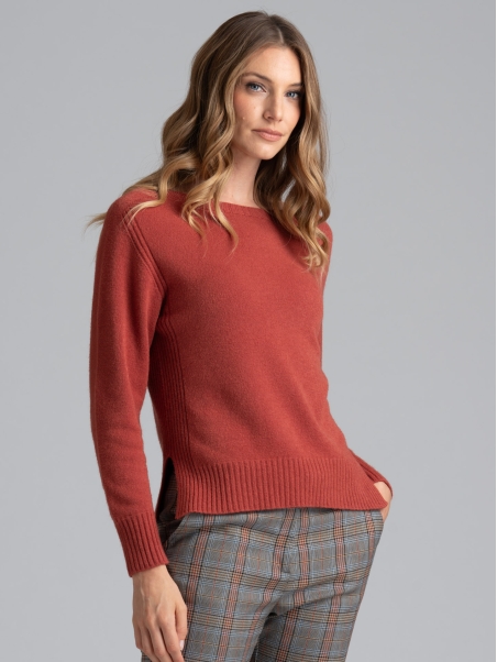 Jersey abierto de mujer con cuello redondo color sólido