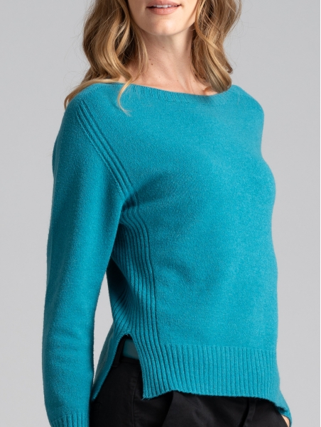Jersey abierto de mujer con cuello redondo color sólido