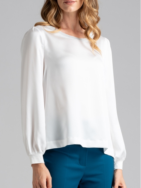 Blusa donna girocollo con manica a sbuffo