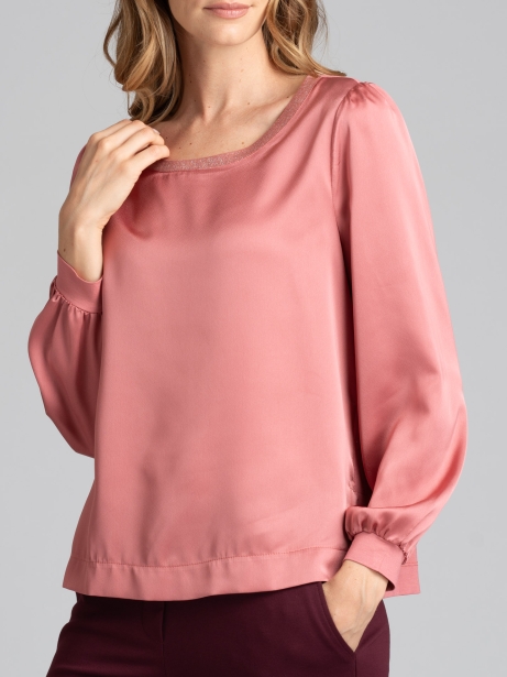 Blusa donna girocollo con manica a sbuffo