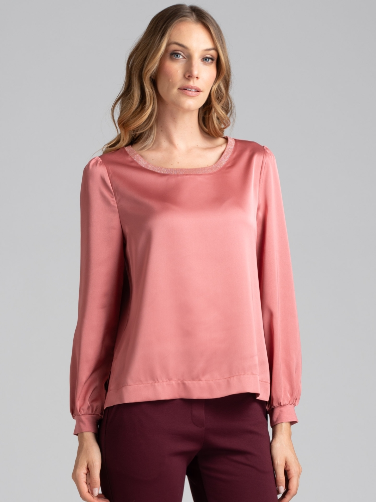 Blusa donna girocollo con manica a sbuffo