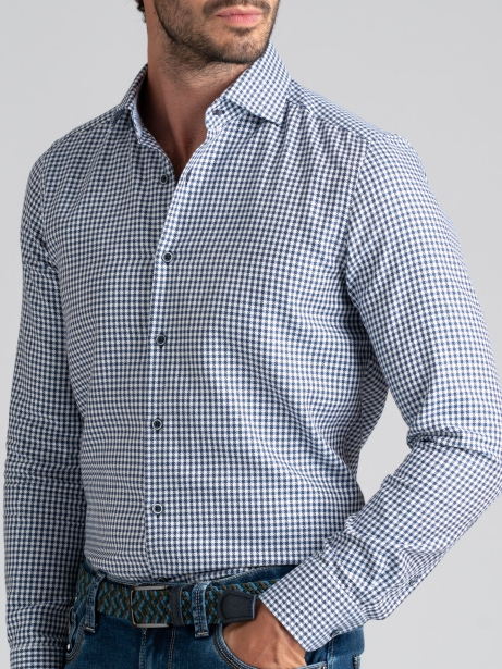 Camicia uomo fantasia quadretto blu e azzurro 2