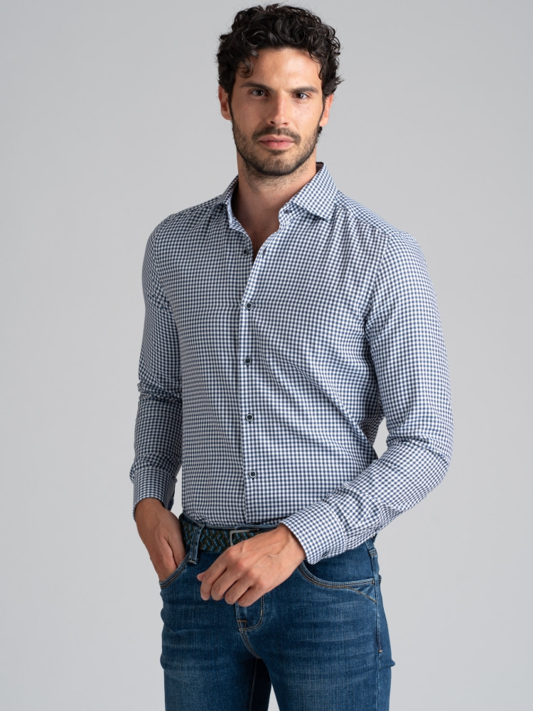 Camisa de cuadros azul y celeste para hombre