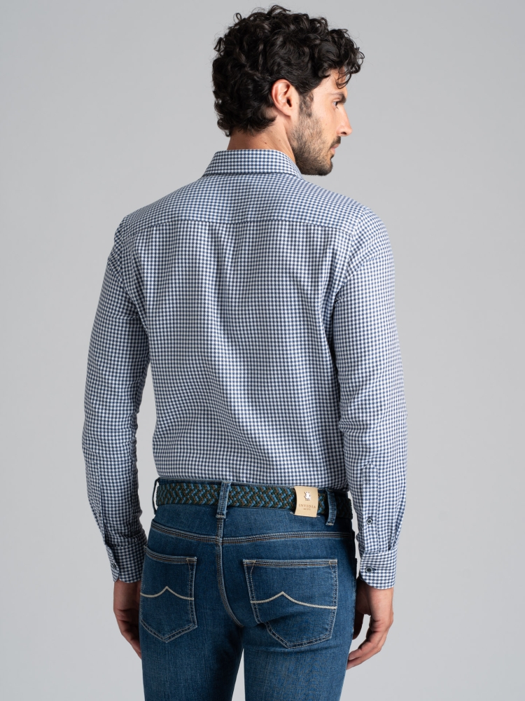 Camicia uomo fantasia quadretto blu e azzurro