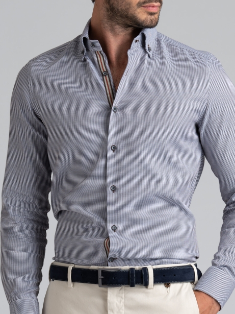 Camicia uomo pied de poule moro e blu 2