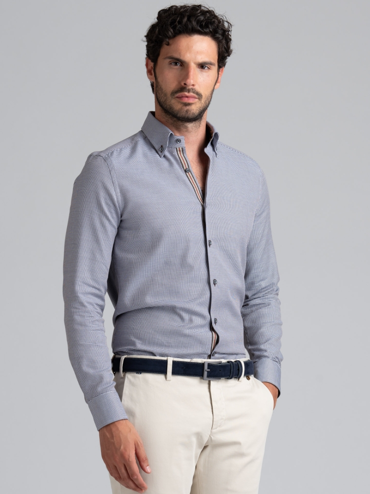 Camicia uomo pied de poule moro e blu