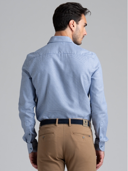 Camicia uomo pied de poule blu e azzurra