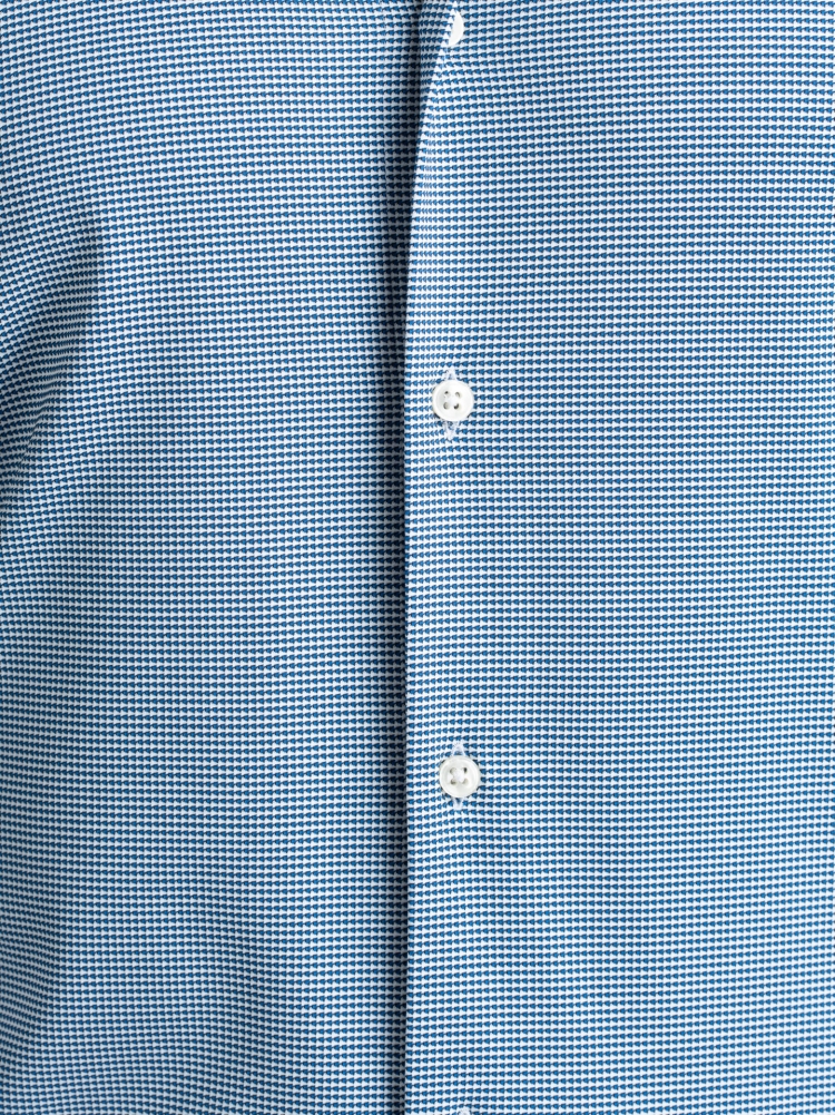 Camisa de hombre TECNO azul y blanca reforzada con cuello semifrancés