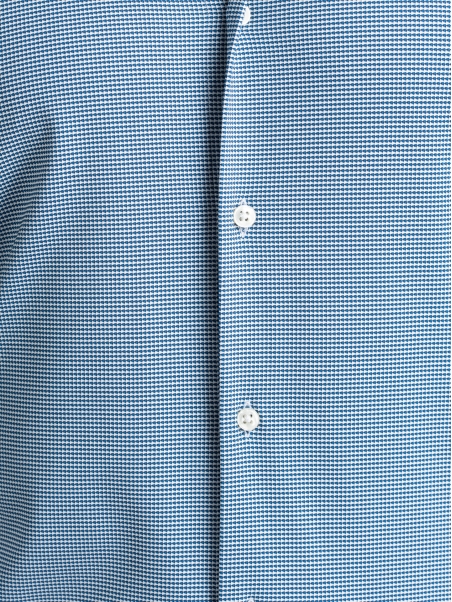 Camisa de hombre TECNO azul y blanca reforzada con cuello semifrancés