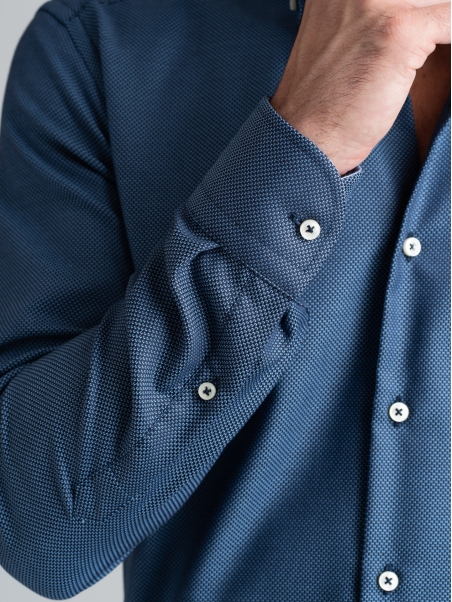 Camisa regular reforzada azul y celeste para hombre