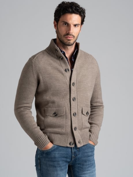 Chaqueta de hombre en mezcla de lana finura 5 con bolsillos y botones
