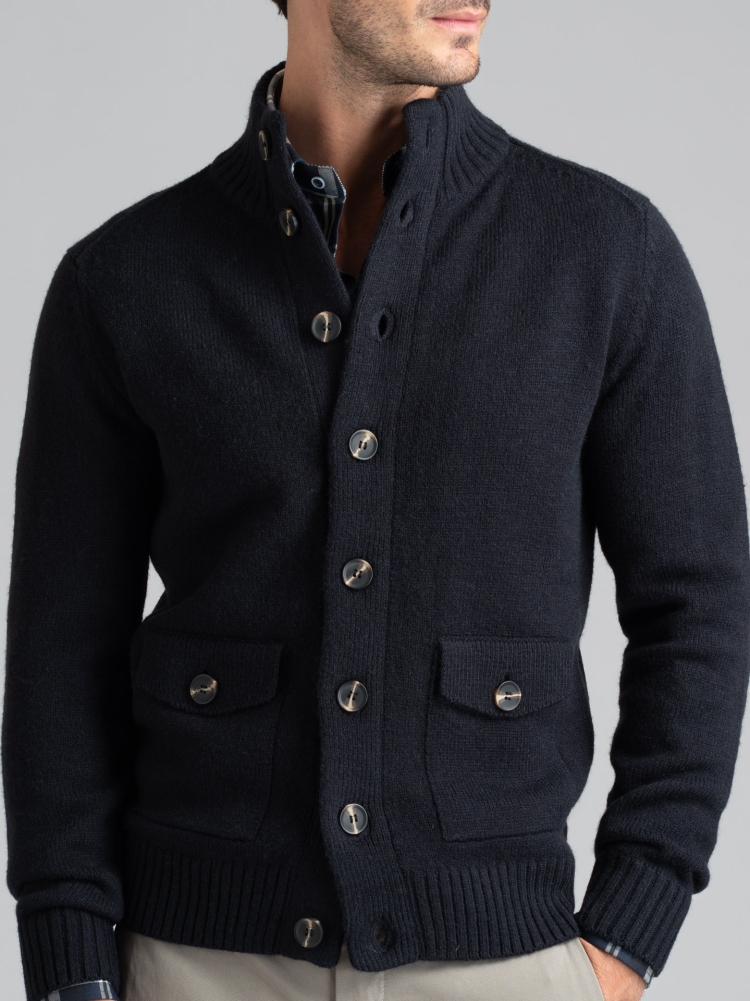 Chaqueta de hombre en mezcla de lana finura 5 con bolsillos y botones