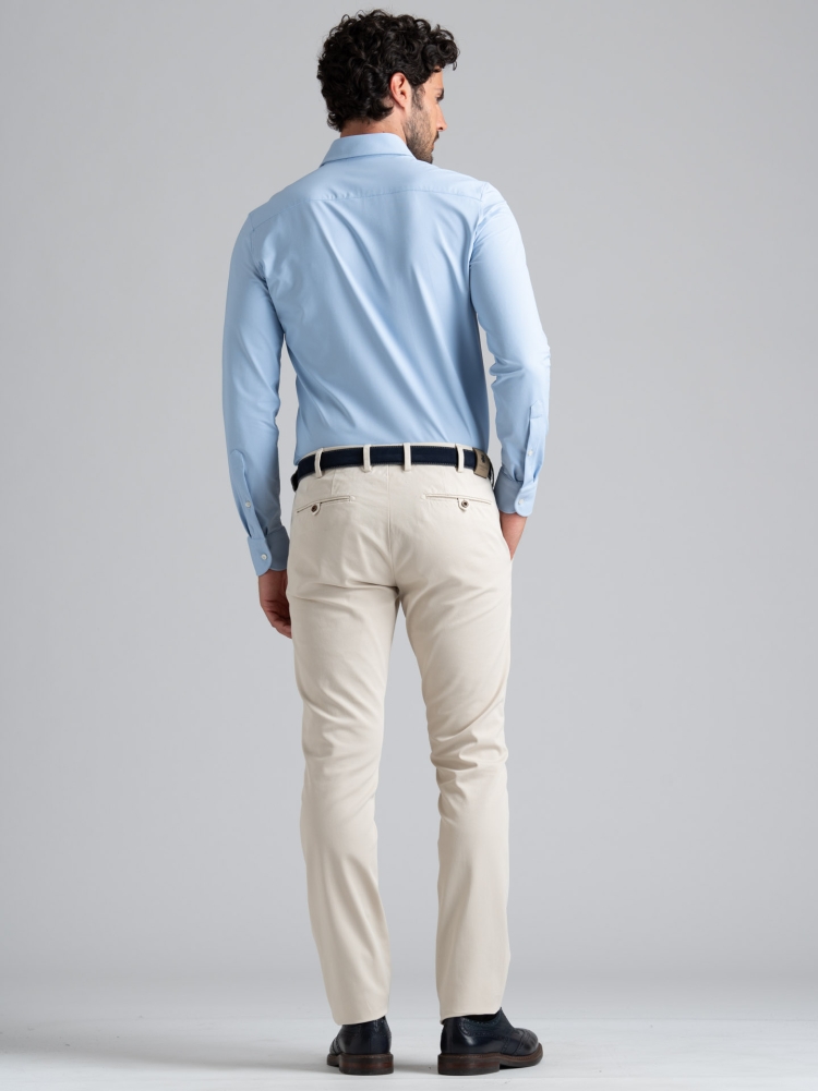 Camisa de hombre TECNO micro oxford azul claro cuello semifrancés
