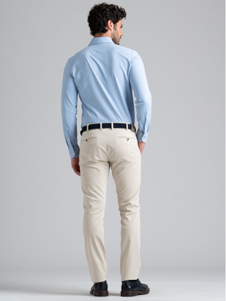 Camisa de hombre TECNO micro oxford azul claro cuello semifrancés